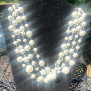 Layered Pearl Beaded Necklace